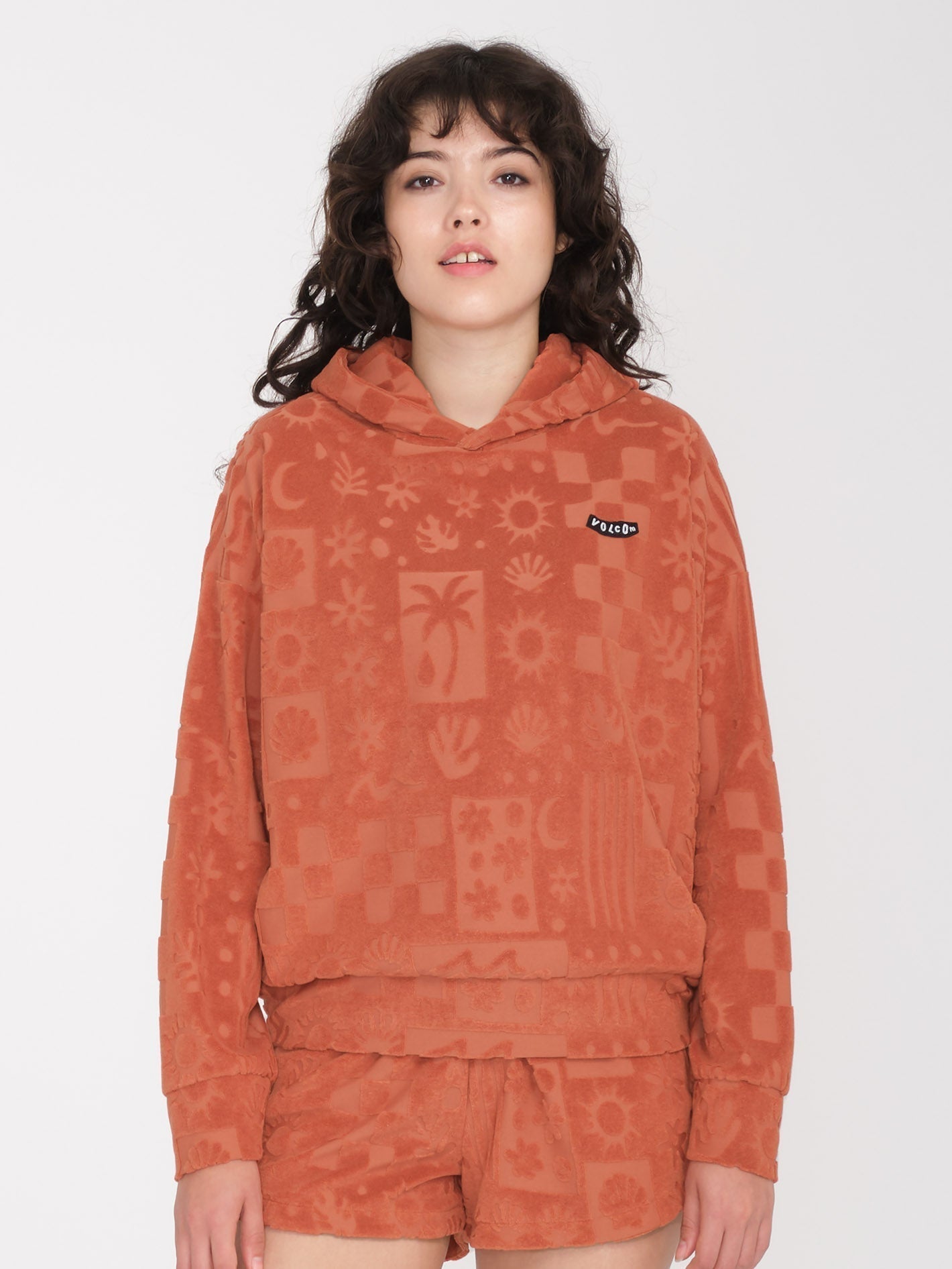 Sunny Wild Terry Cloth Hoodie - ROSEWOOD