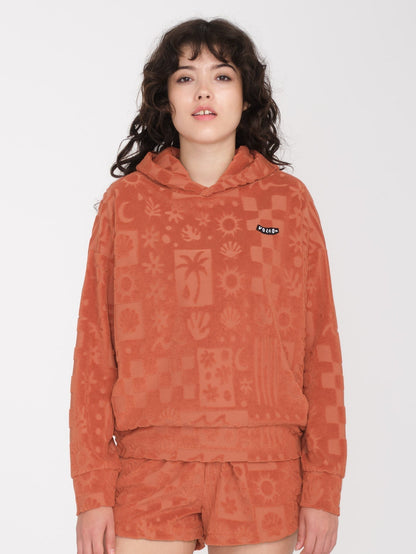 Sunny Wild Terry Cloth Hoodie - ROSEWOOD