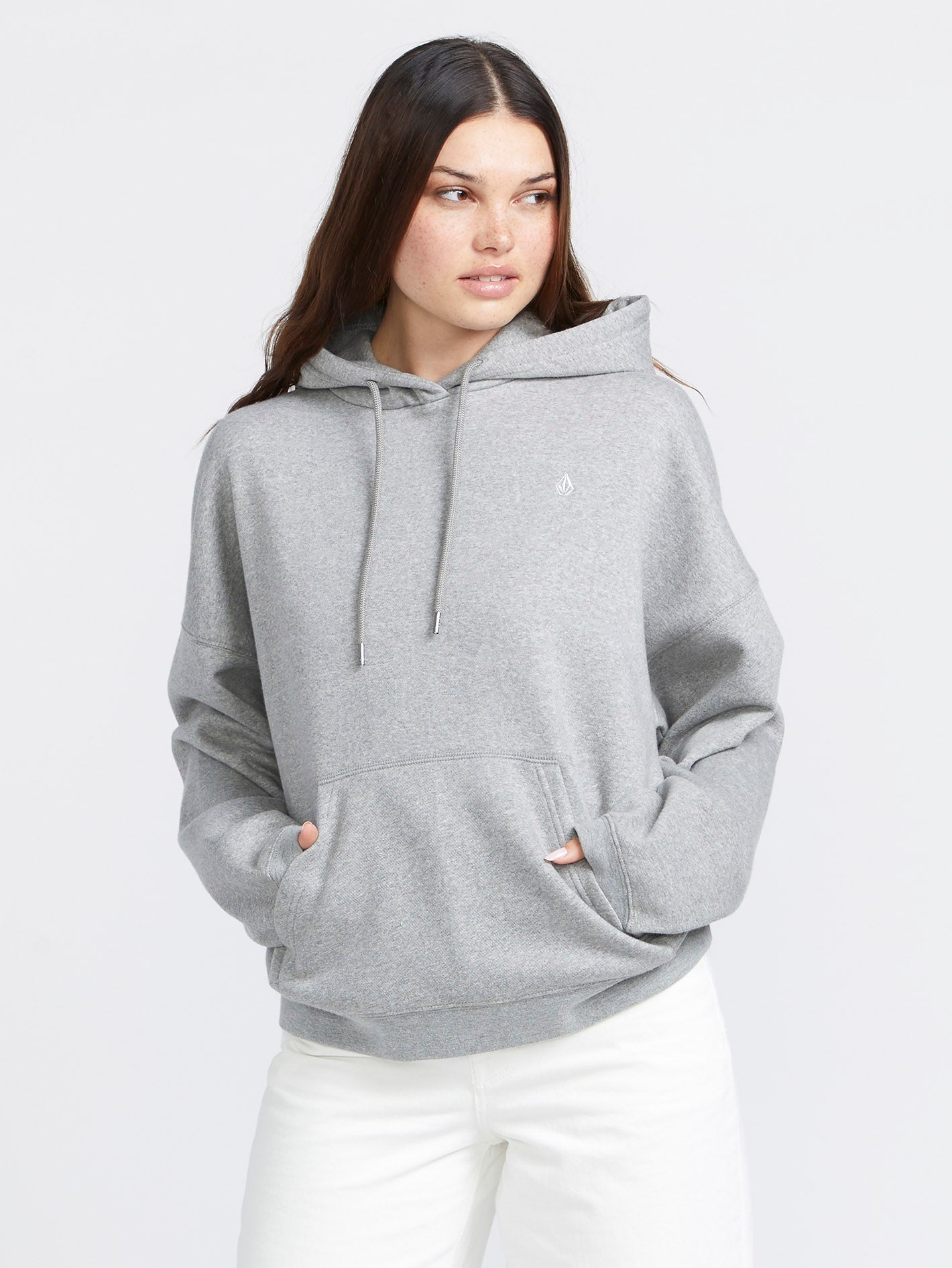 Stone Heart Up Hoodie - HEATHER GREY