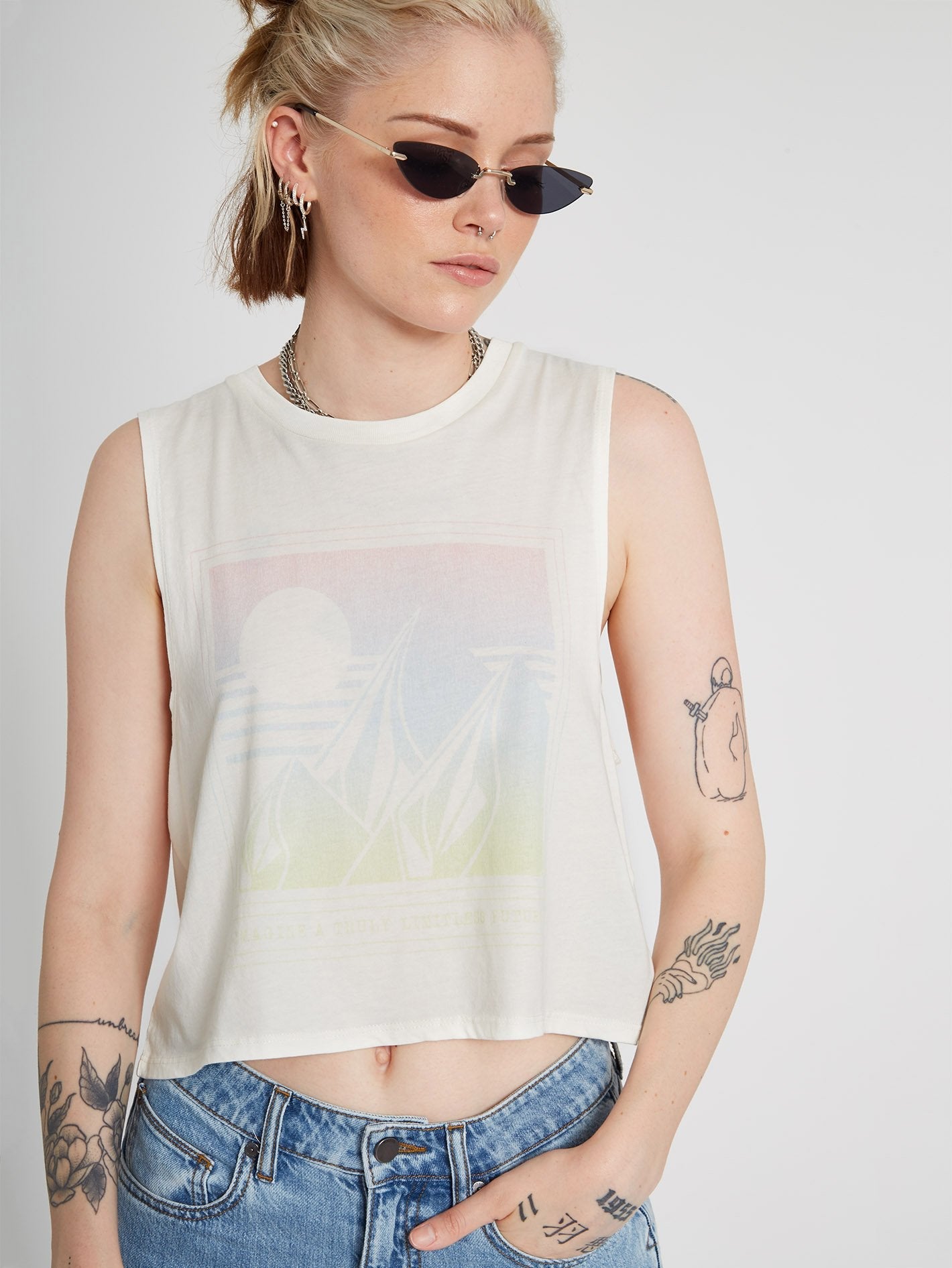 Stone Hour Crop Tank - Star White