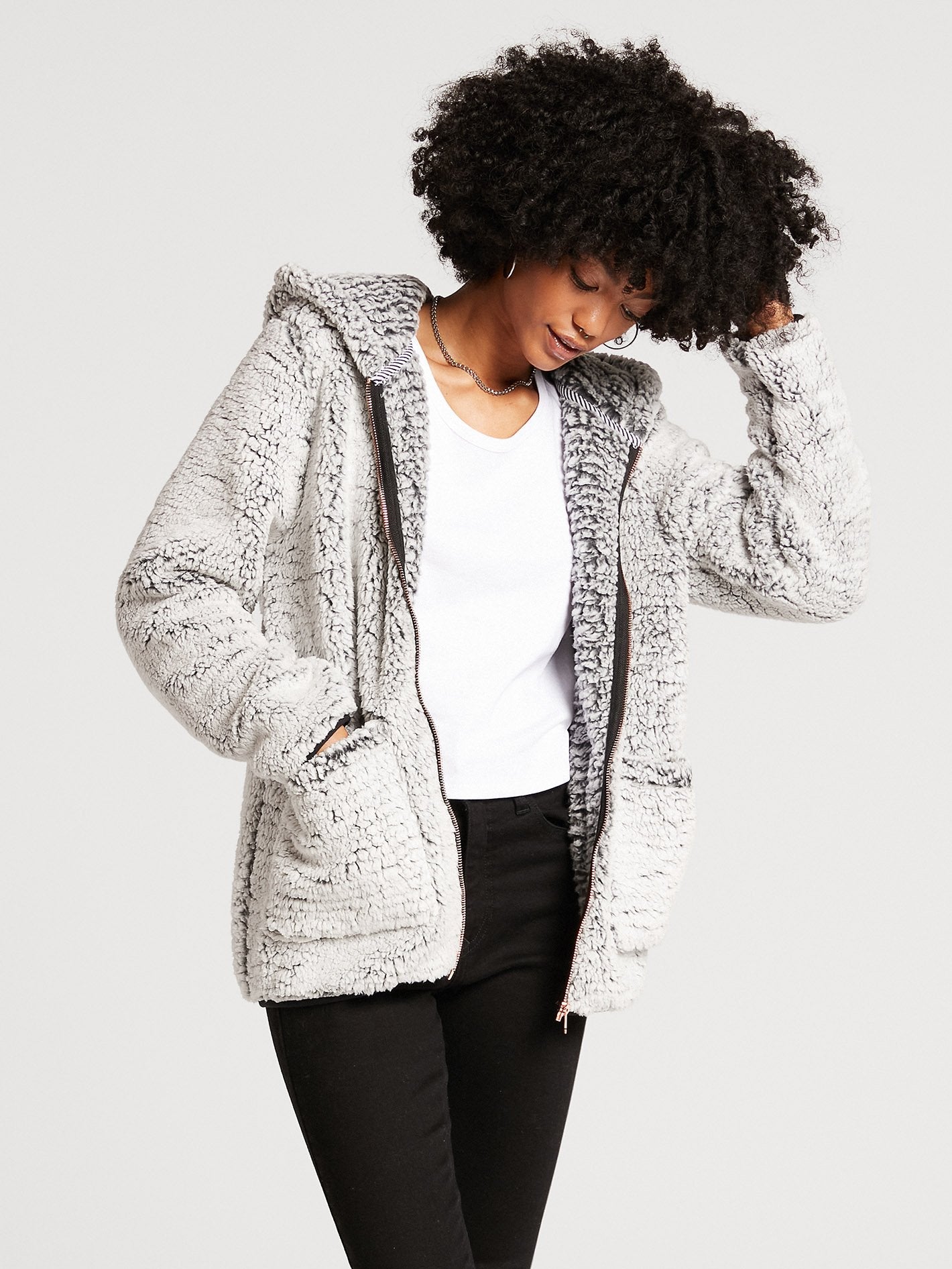 Lil Phuz Up Zip Hoodie - LIGHT GREY