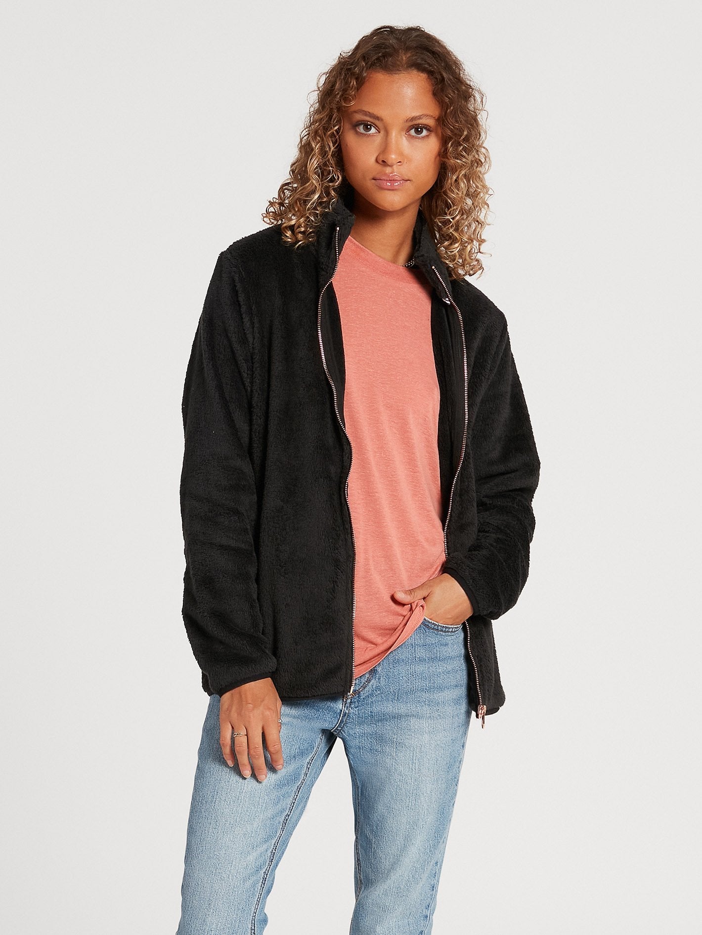Pheelin Phuzzy Zip Sweatshirt - BLACK