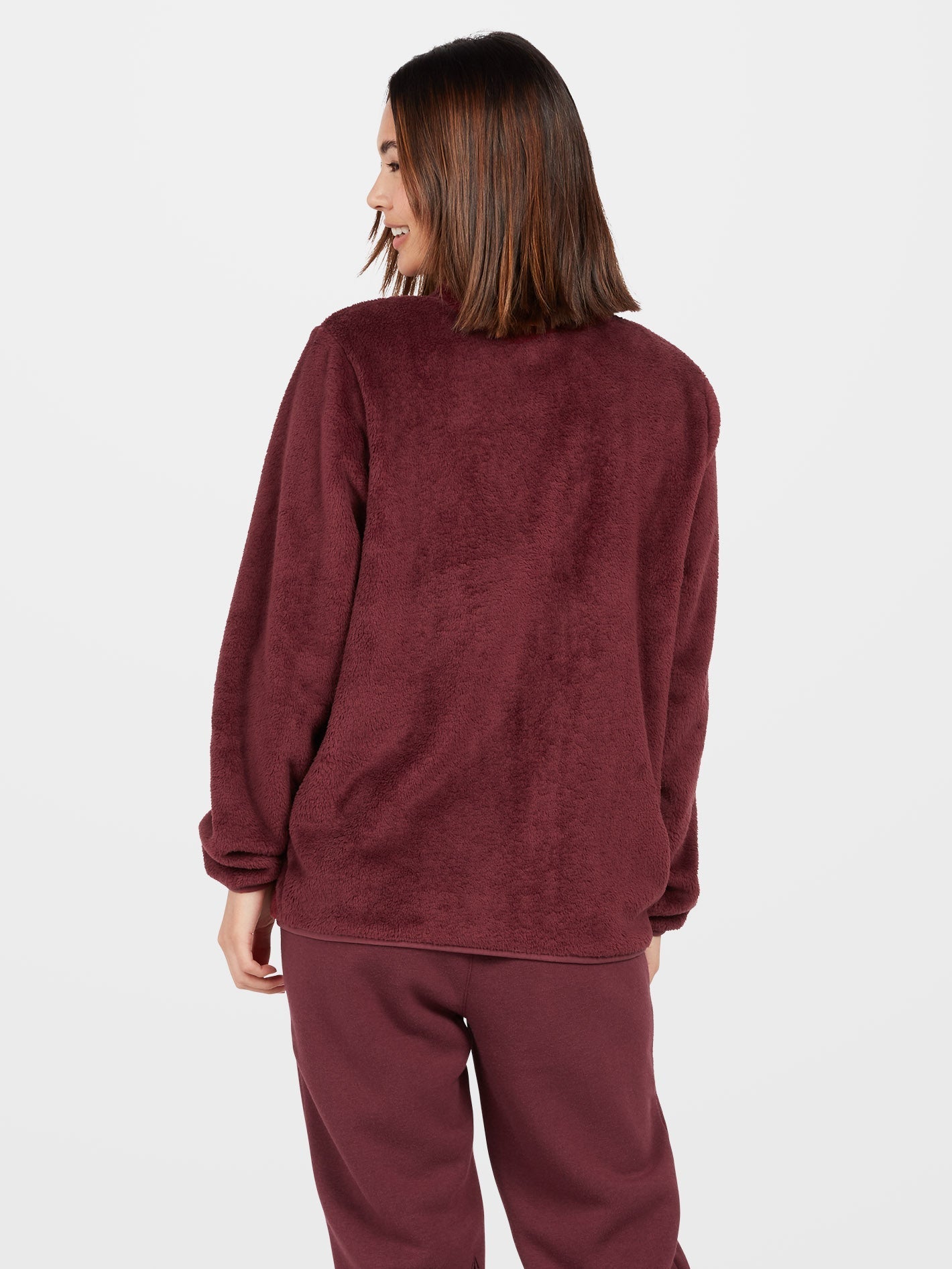 Pheelin Phuzzy Zip Sweatshirt - BURGUNDY
