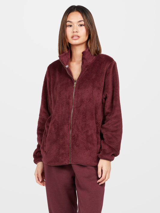 Pheelin Phuzzy Zip Sweatshirt - BURGUNDY