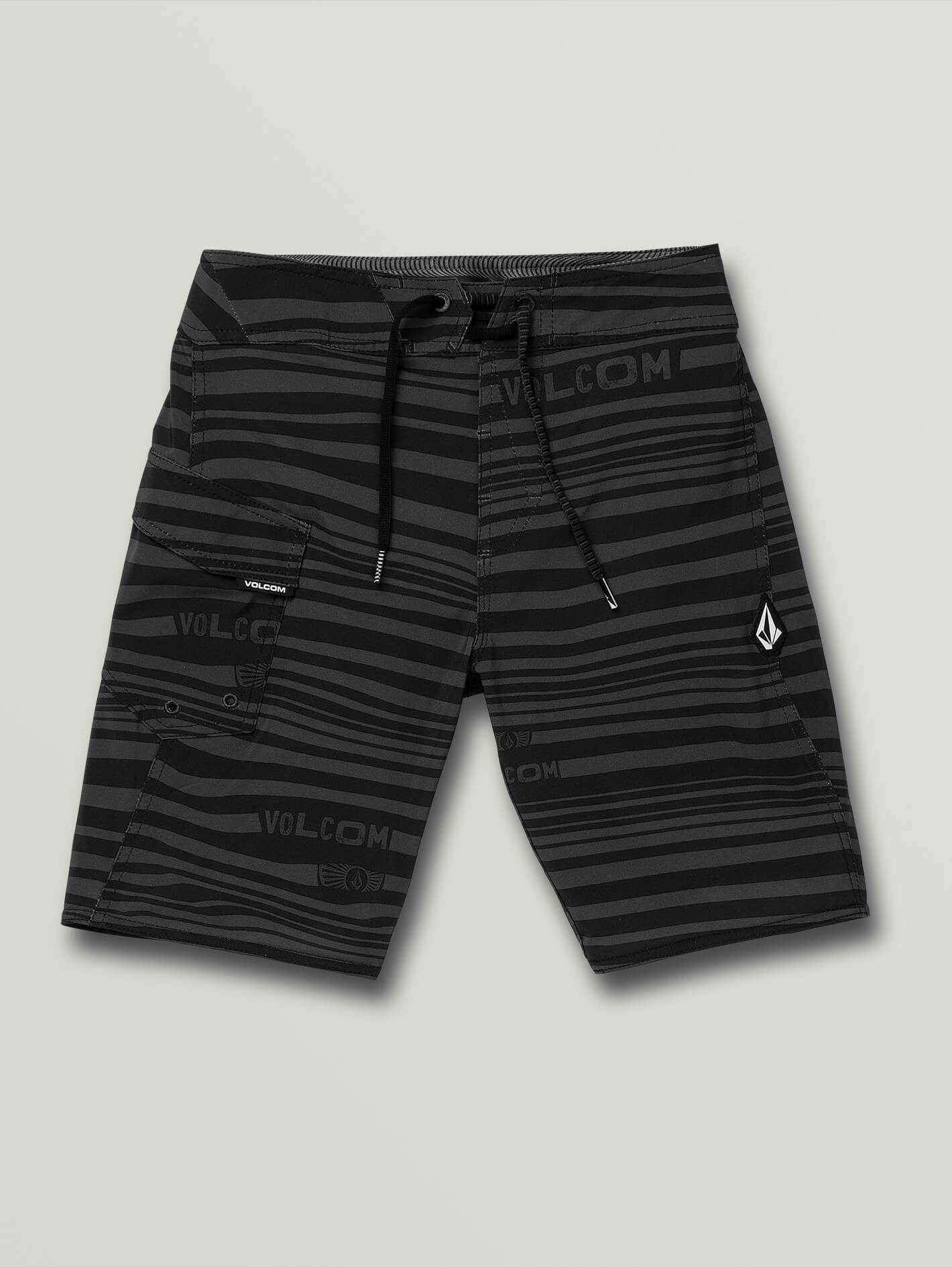 Logo Stripe Mod Boardshort - Black (Kids)
