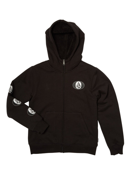 Stone Stack Lined Zip Hoodie - BLACK (Kids)