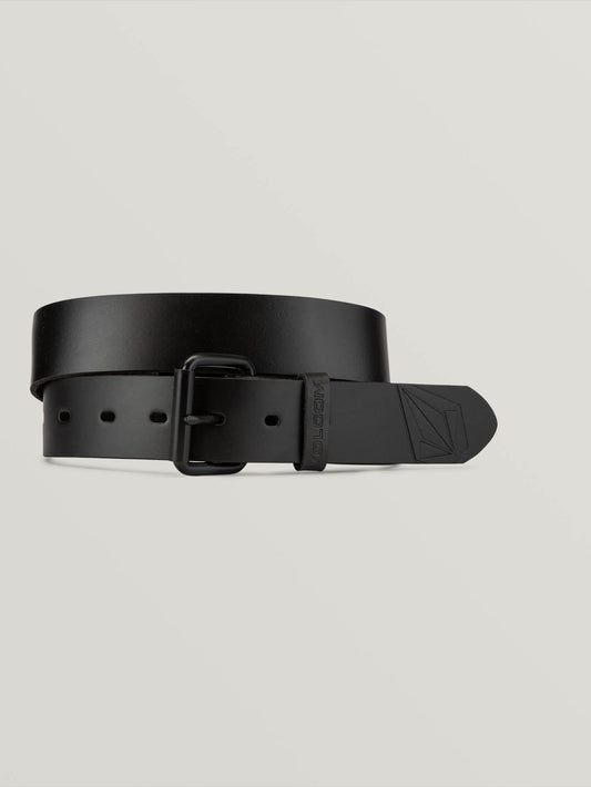 Straight Leather Belt - Black
