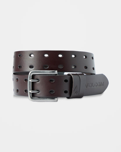 Two Spike Leather Belt - Brown