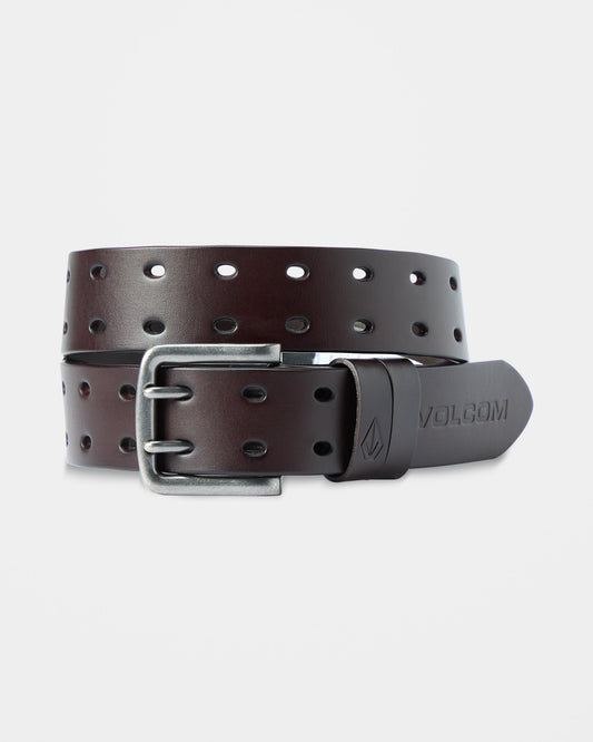 Two Spike Leather Belt - Brown