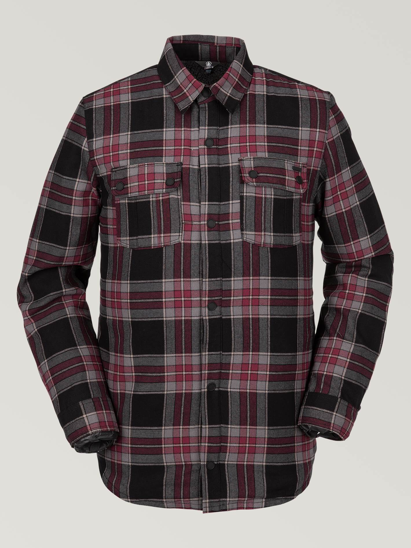 Mens Sherpa Flannel Jacket - Red