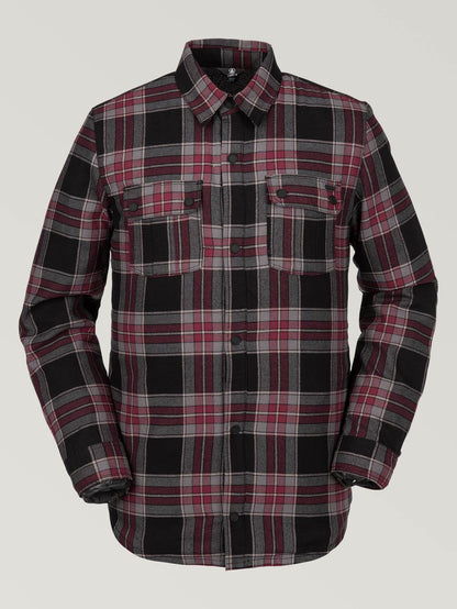 Mens Sherpa Flannel Jacket - Red