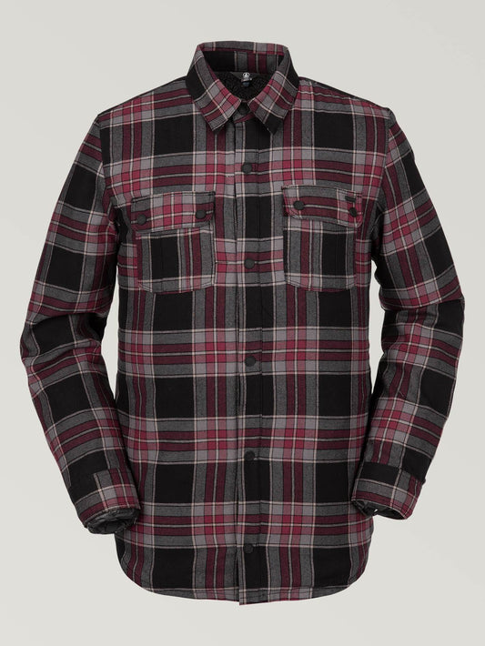 Mens Sherpa Flannel Jacket - Red