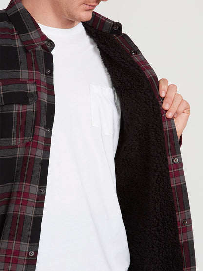 Mens Sherpa Flannel Jacket - Vintage Black