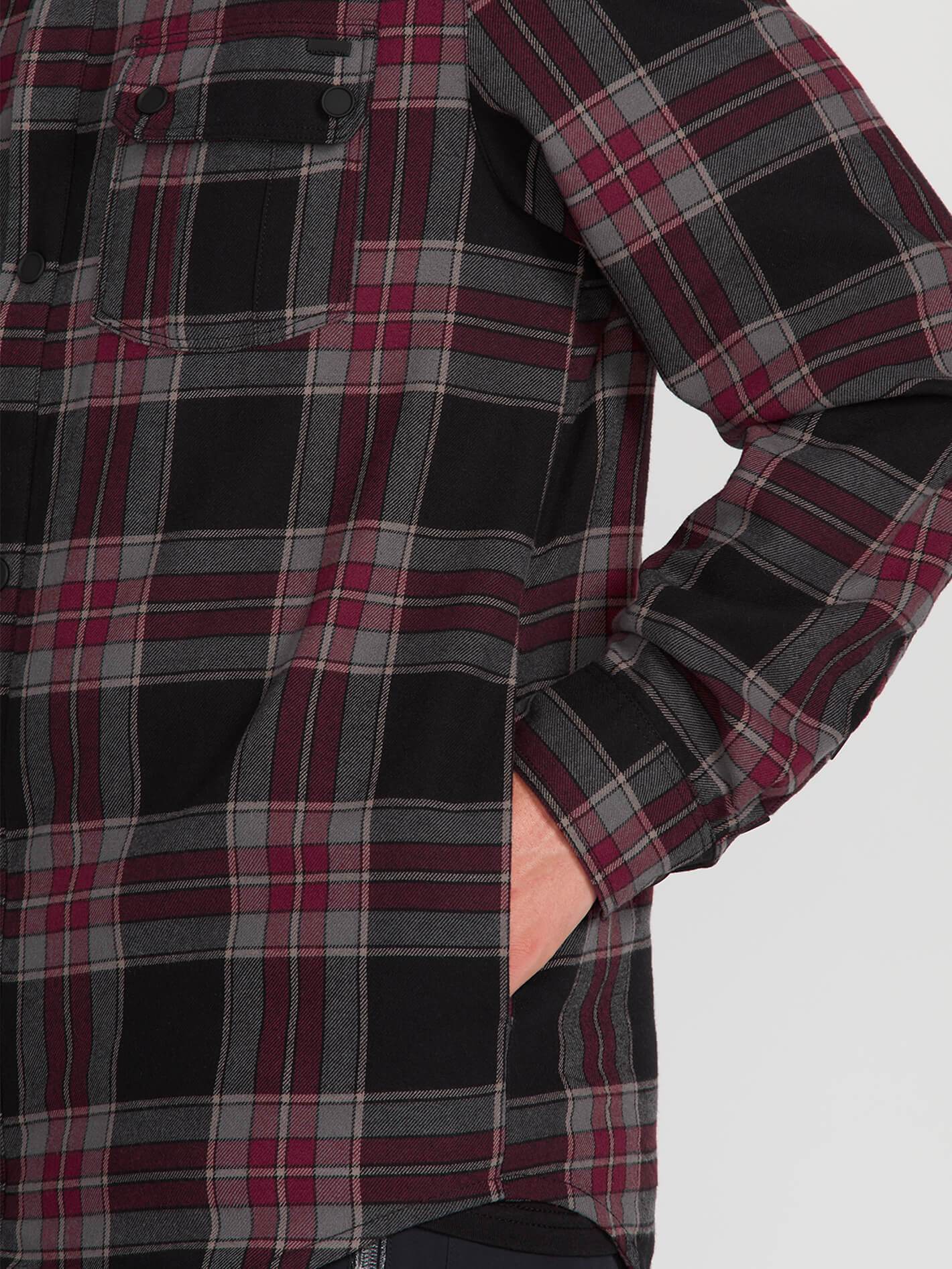 Mens Sherpa Flannel Jacket - Vintage Black