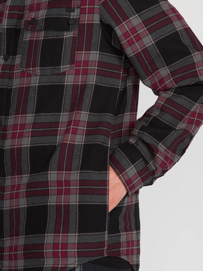 Mens Sherpa Flannel Jacket - Vintage Black