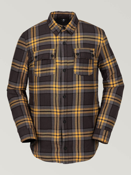 Mens Sherpa Flannel Jacket - Vintage Black