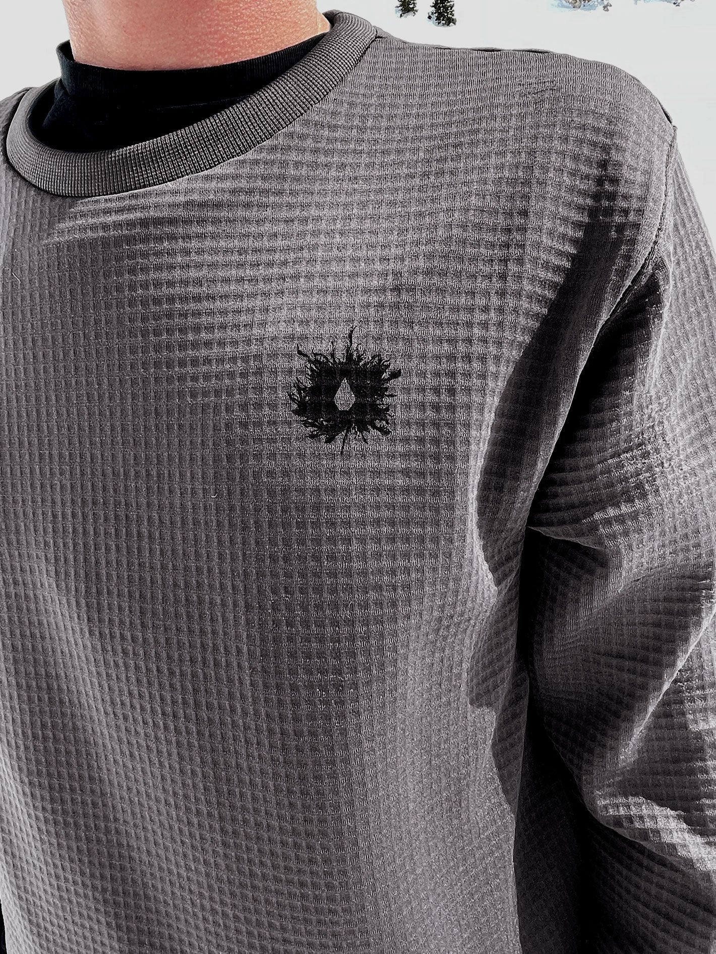Mens Polartec Crew Fleece - DARK GREY