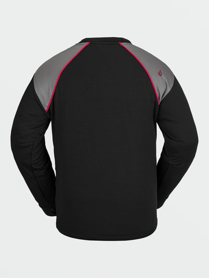 Waffle Backed Fleece Sweatshirt - Black