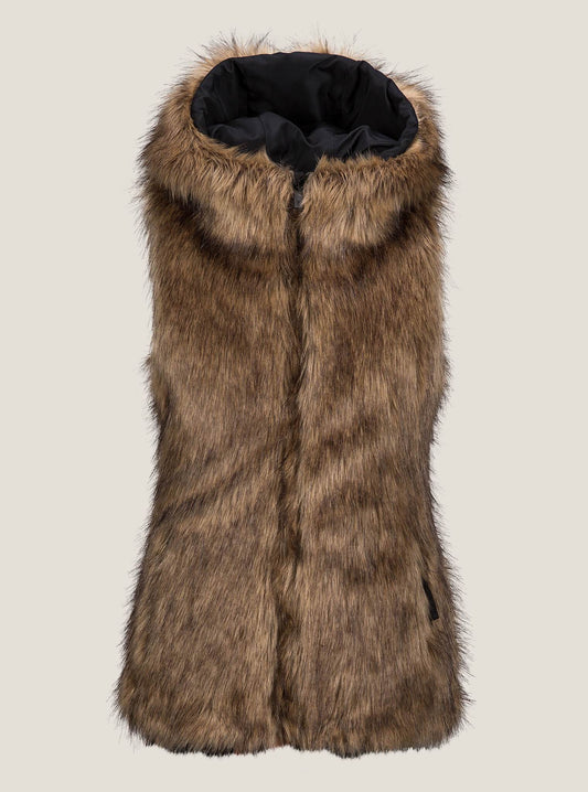 Rhea Faux Fur Vest - Brown