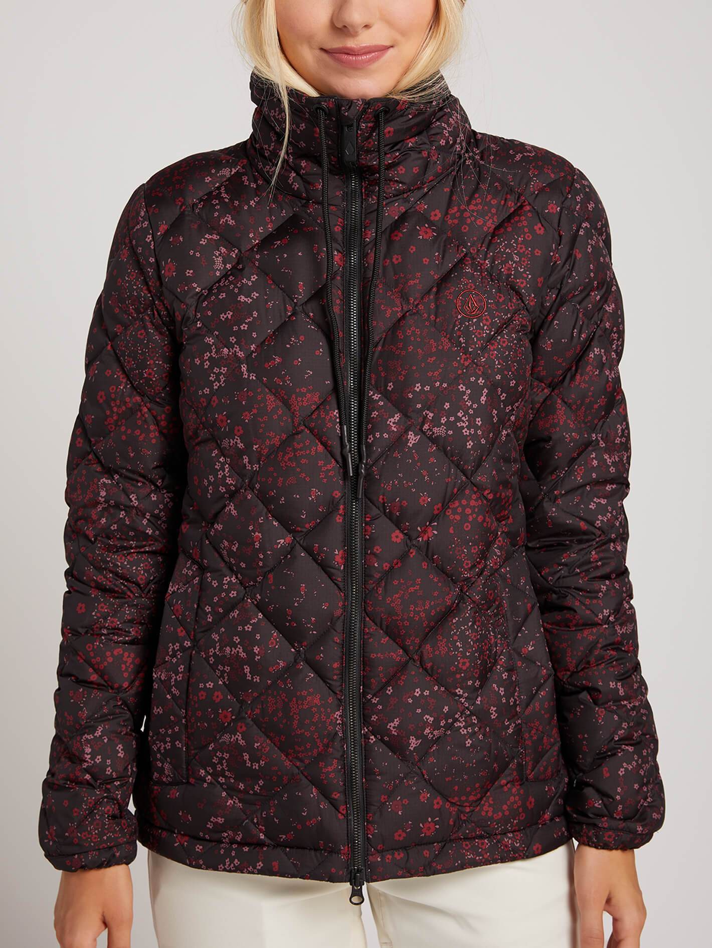 Skies Down Puff Jacket - Black Floral Print