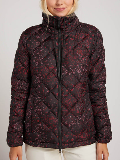 Skies Down Puff Jacket - Black Floral Print