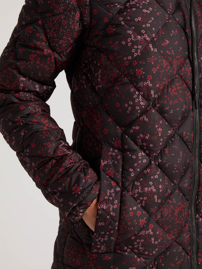 Skies Down Puff Jacket - Black Floral Print