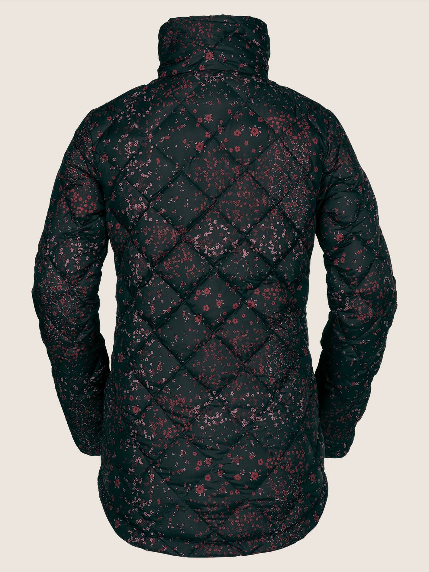 Skies Down Puff Jacket - Black Floral Print