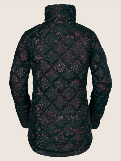 Skies Down Puff Jacket - Black Floral Print