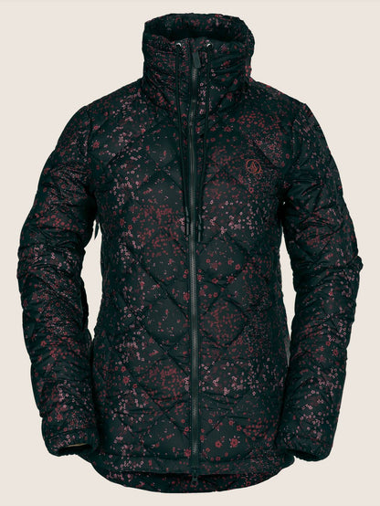 Skies Down Puff Jacket - Black Floral Print