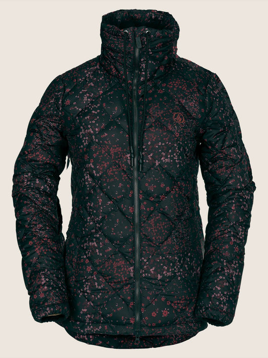 Skies Down Puff Jacket - Black Floral Print