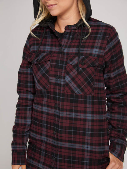 Hooded Flannel Jacket - Merlot
