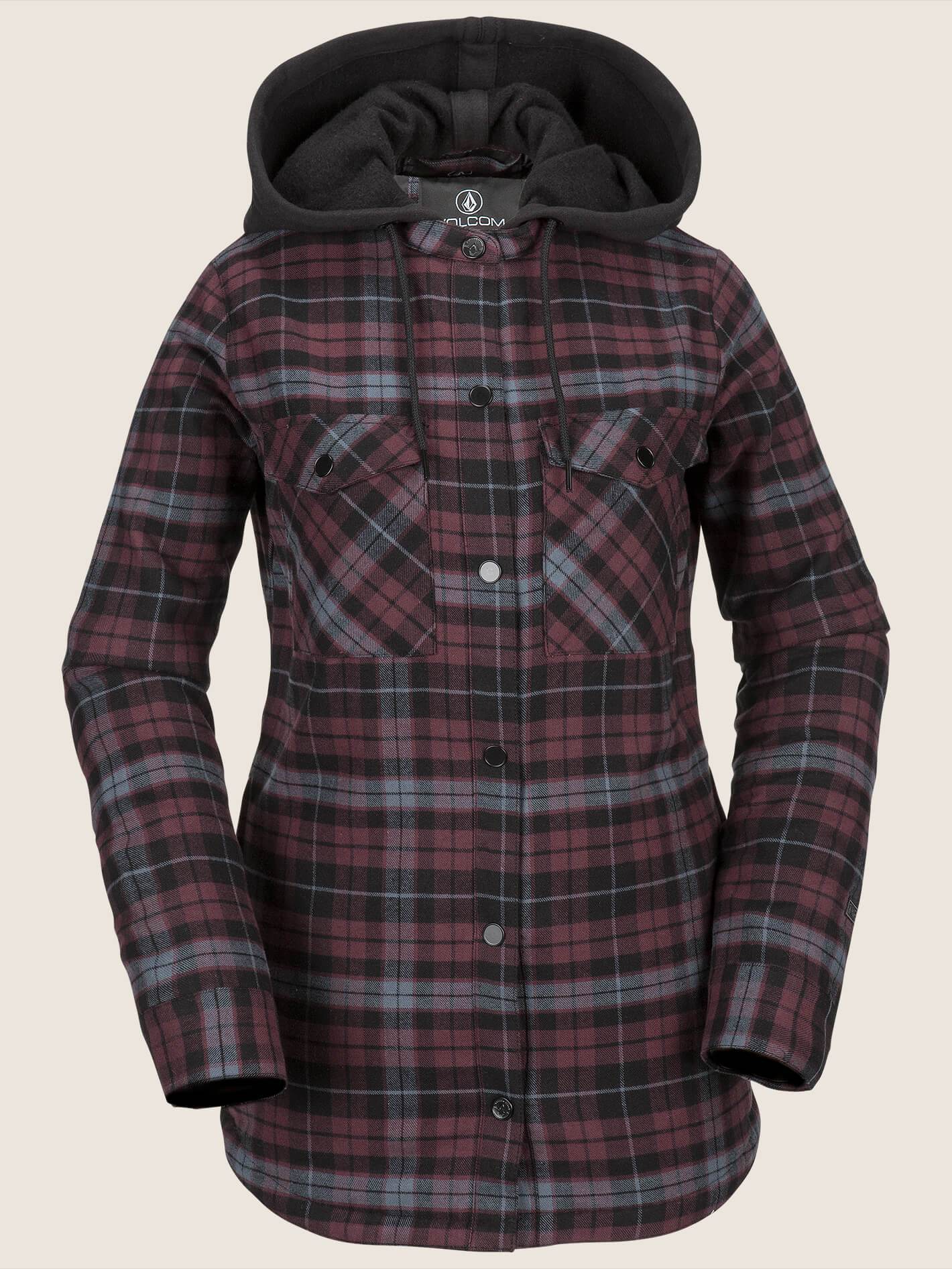 Hooded Flannel Jacket - Merlot