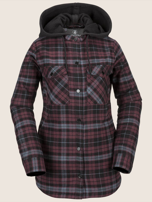 Hooded Flannel Jacket - Merlot