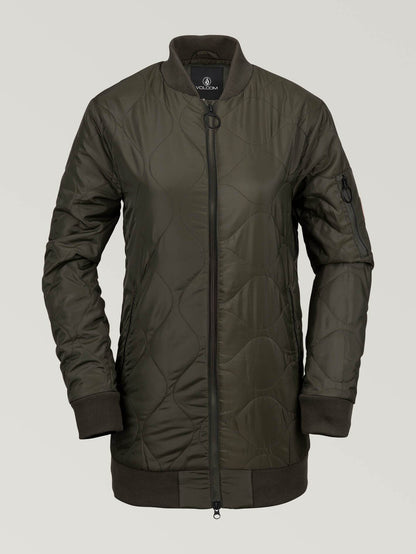 Womens Longline Bomber Jacket - Forest