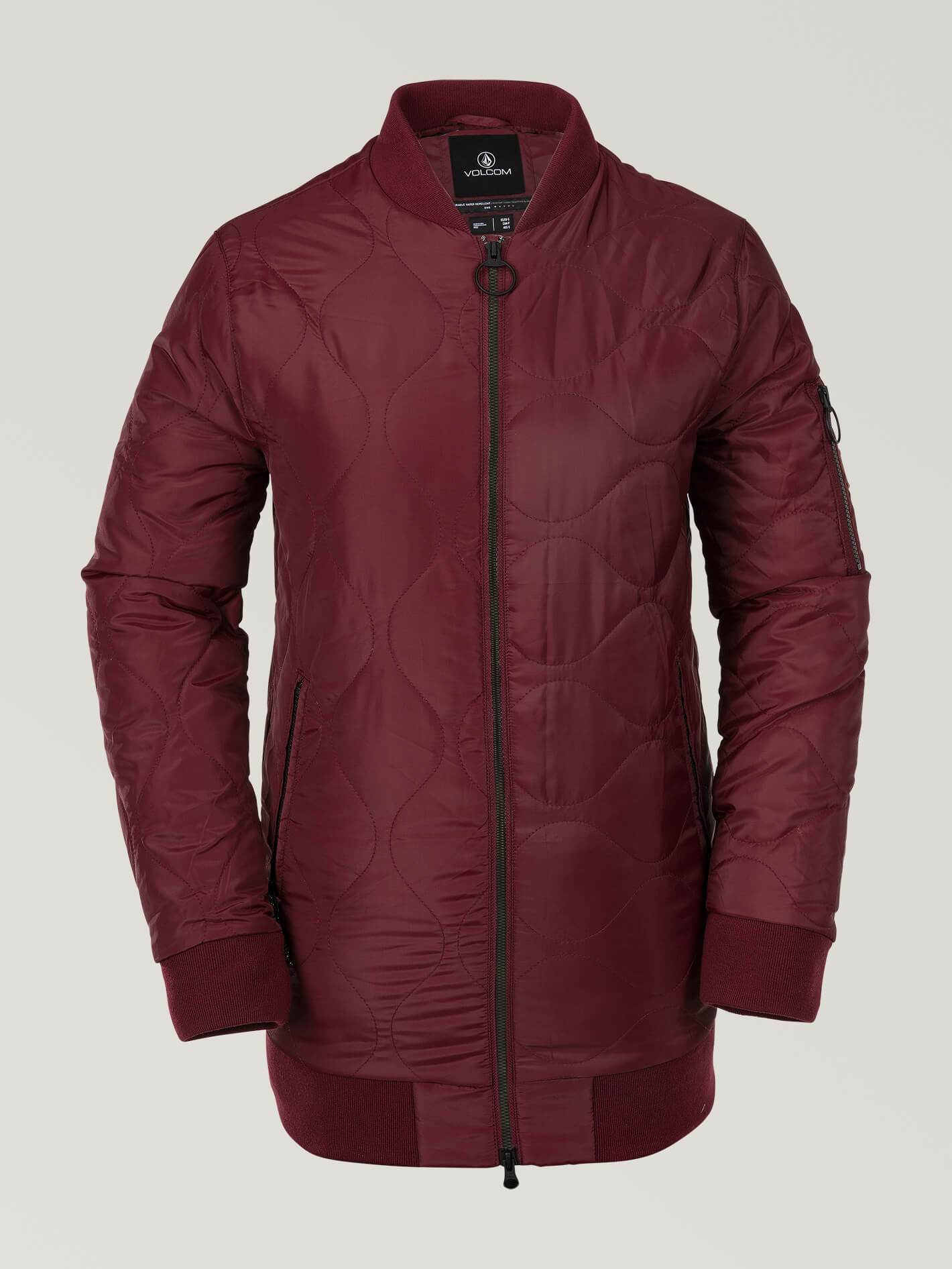 Womens Longline Bomber Jacket - Scarlet