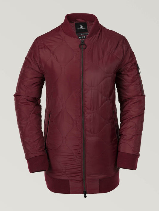 Womens Longline Bomber Jacket - Scarlet