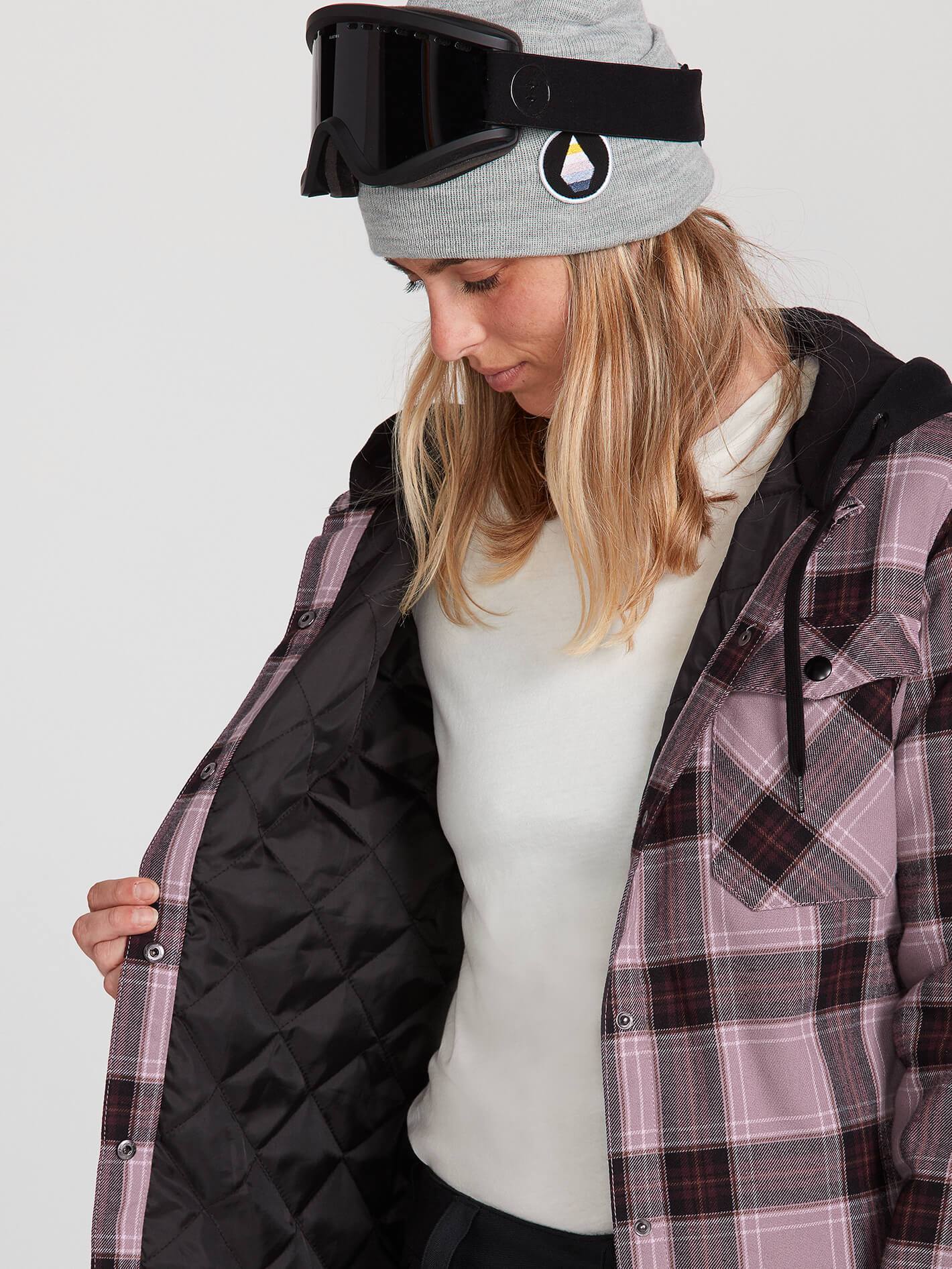 Womens Hooded Flannel Jacket - Navy