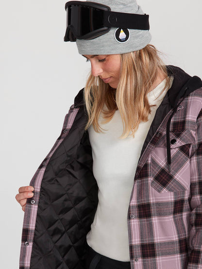 Womens Hooded Flannel Jacket - Navy