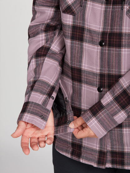 Womens Hooded Flannel Jacket - Navy