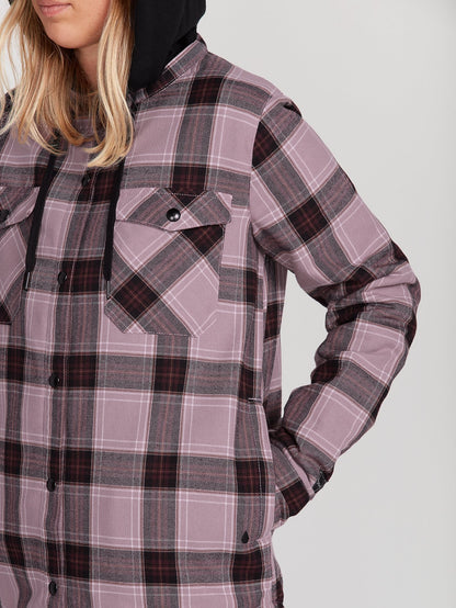Womens Hooded Flannel Jacket - Purple Haze