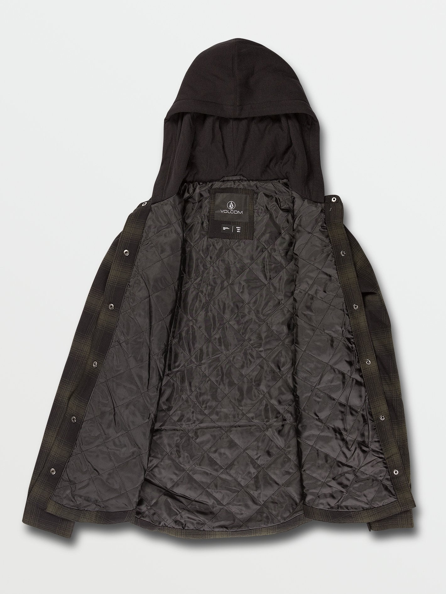 Hooded Flannel Jacket - BLACK GREEN