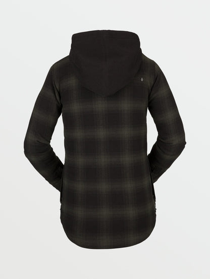 Hooded Flannel Jacket - BLACK GREEN