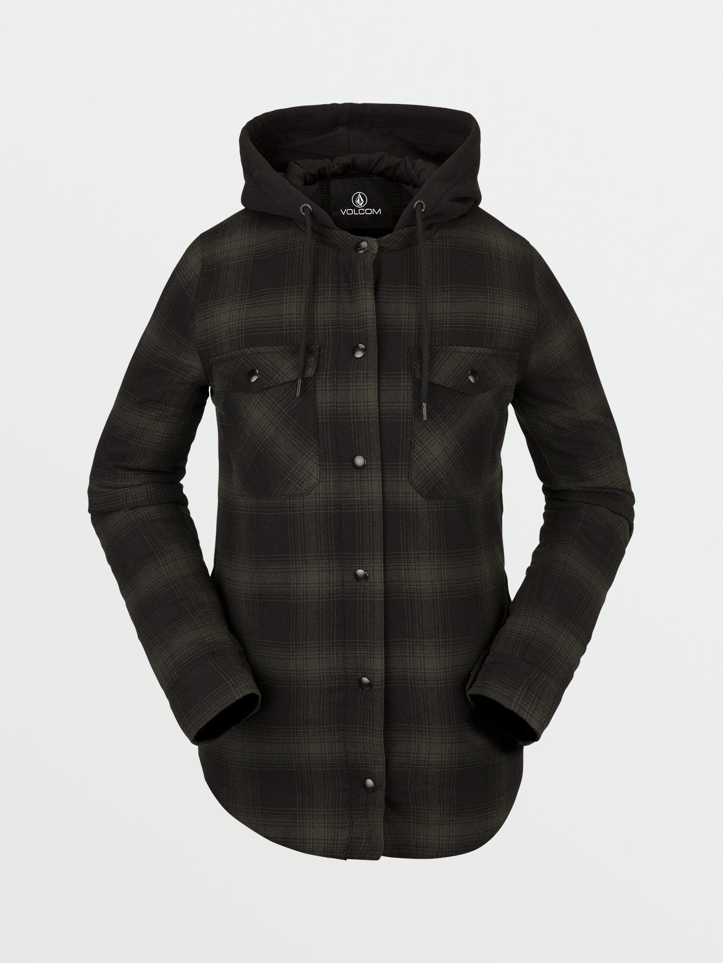 Hooded Flannel Jacket - BLACK GREEN