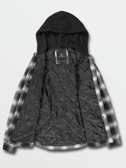 Hooded Flannel Jacket - BLACK
