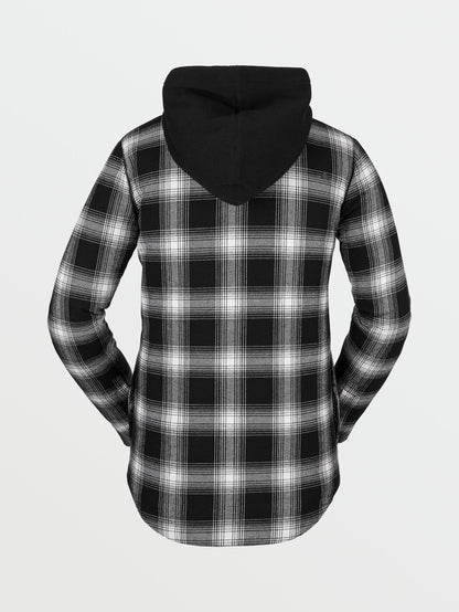 Hooded Flannel Jacket - BLACK