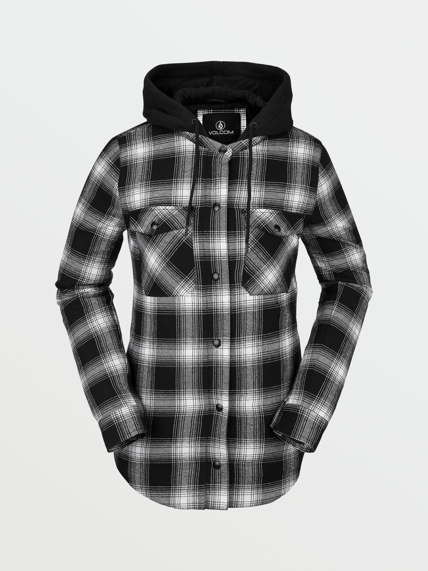 Hooded Flannel Jacket - BLACK