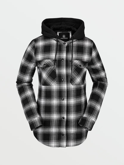 Hooded Flannel Jacket - BLACK