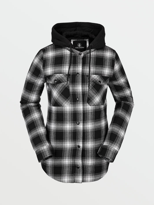 Hooded Flannel Jacket - BLACK