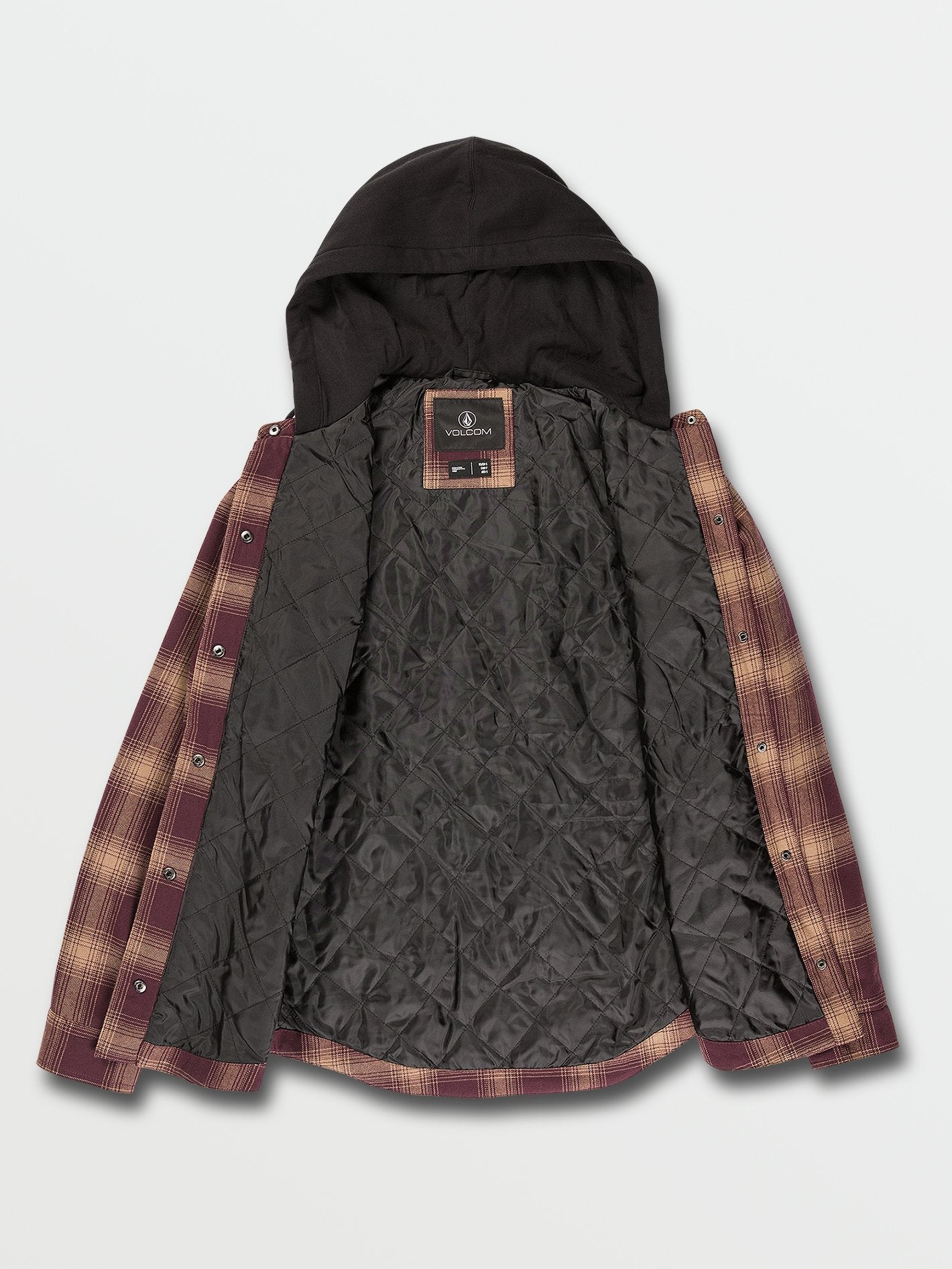Hooded Flannel Jacket - MERLOT