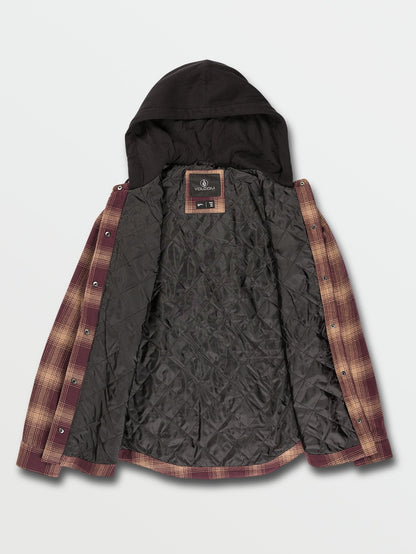 Hooded Flannel Jacket - MERLOT